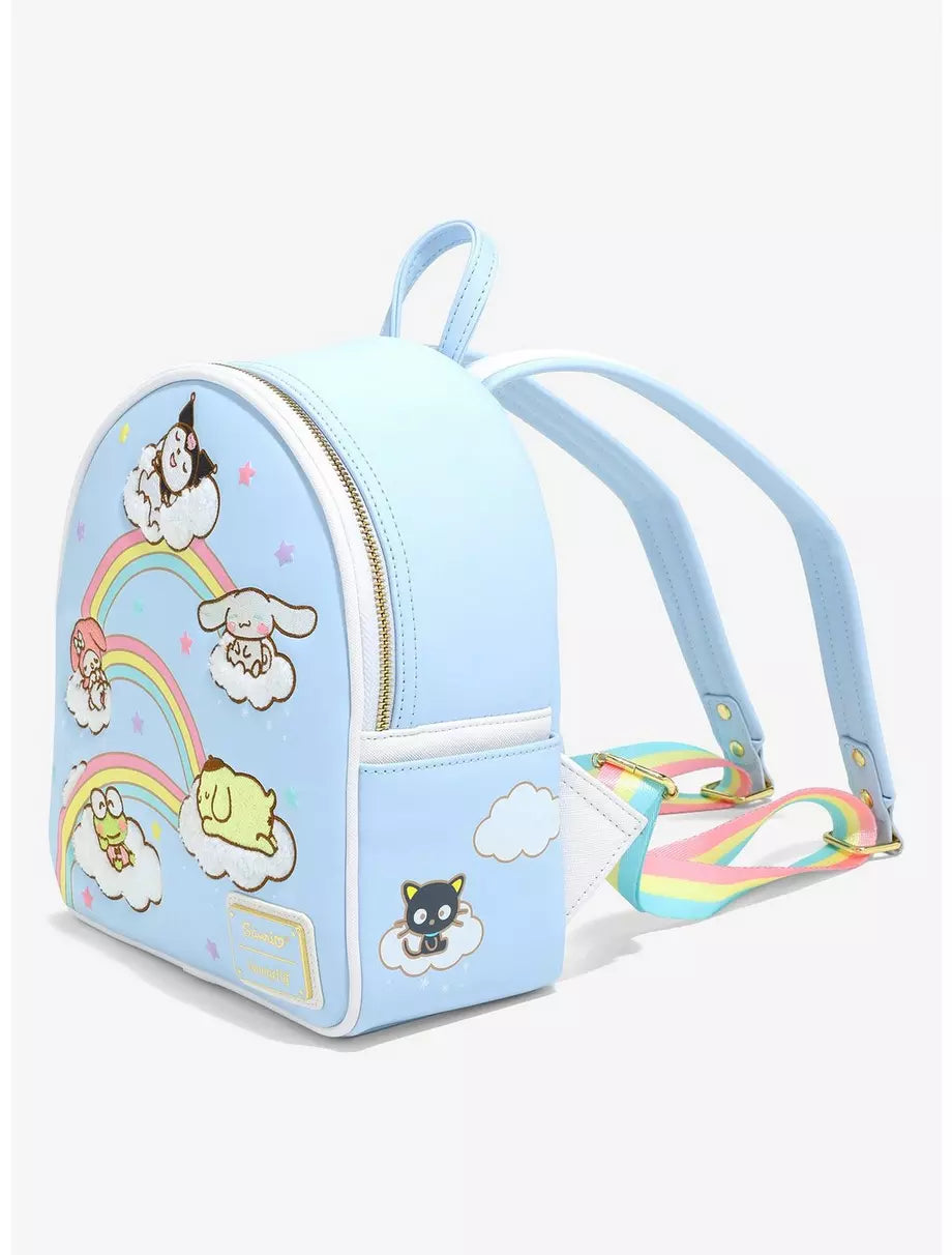 Hello Kitty and Friends Rainbow Clouds Loungefly Mini Backpack